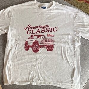 Ford White T‑Shirt with Burgundy Bronco Graphic